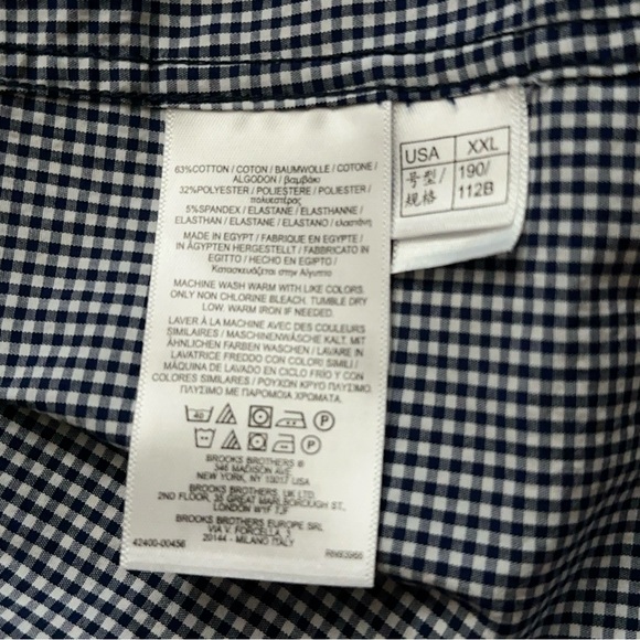 Brooks Brothers Shirt Mens 2XL Regent Fit Long Sleeve Stretch Gingham Check Blue - Picture 6 of 6
